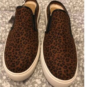 Time and Tru Brown and Black Mules with Animal Print